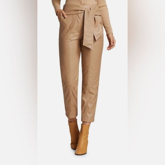 Jonathan Simkhai ‘Tessa’ leather trousers NWOT Faux Leather Pant in Camel - Picture 1 of 11